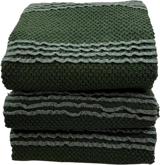 Serafina Home Dark Forest Green Kitchen Hand Dish Towels: Oversized 18" x 28" - Image 3