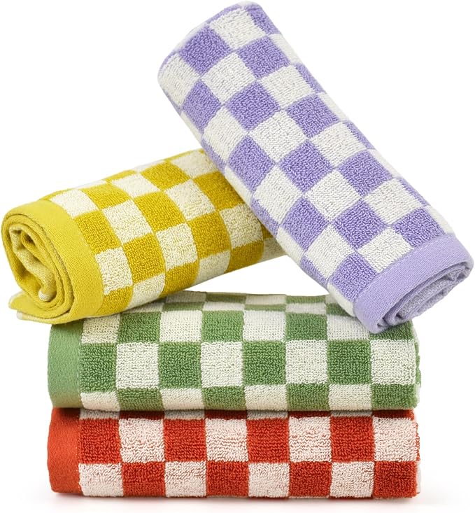 Jacquotha Wash Cloths Checkered 4 Pack 4 Colors by Jacquotha