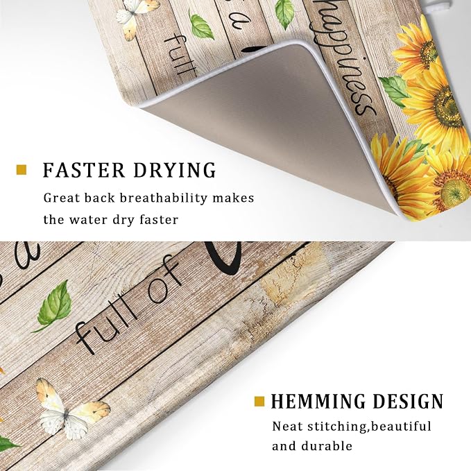 Sunflower Floral Dish Drying Mat - Image 3