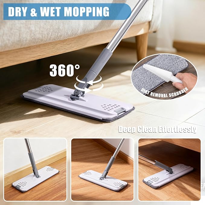 Mops for Floor Cleaning with 57" Long Handle, Wall Cleaner Mop with 84'' Handle - Image 5