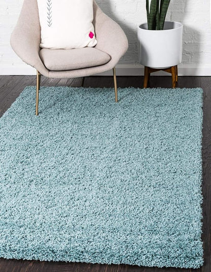 Unique Loom Solid Shag Collection Area Rug (5' 1" x 8' Rectangle, Light Slate Blue)