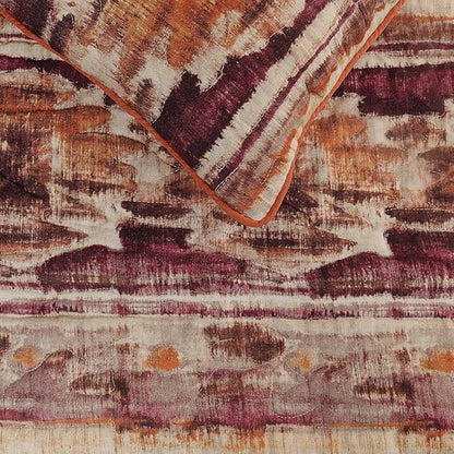 The HomeCentric King Queen Twin Pink & Orange Designer CA King 86"x18" Bed Runner with 2 Pillow Cover, Ikat & Quilted Bed Scarf on Cotton Printed Fabric - Ikat Splash