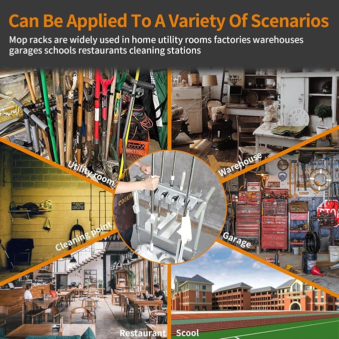 Broom mop holder cleaning supplies organizer janitorial carts on wheels - Image 5