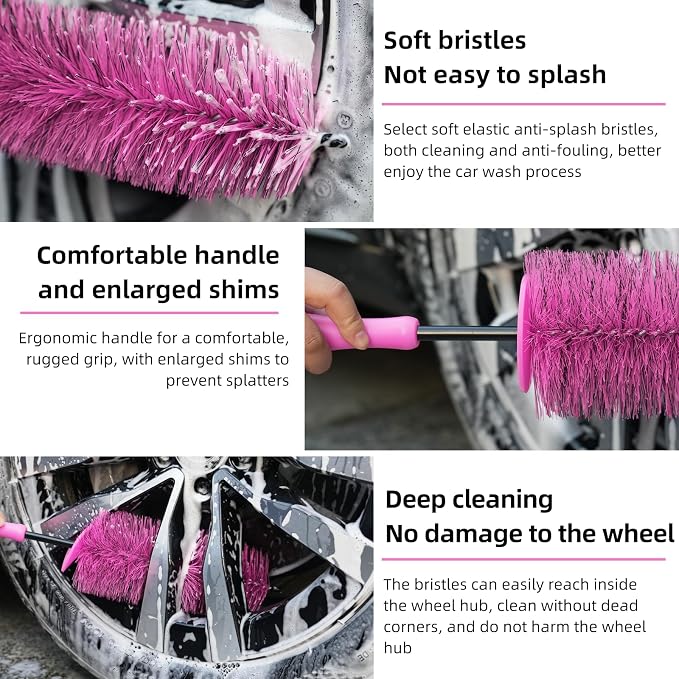 Wheel Cleaning Brush Hub Clean Tool and Rim Detailing Brush - Image 4