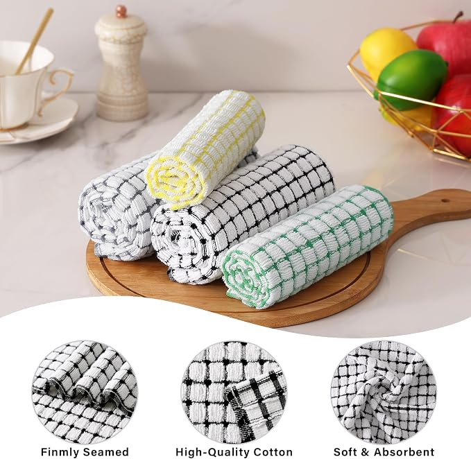 Homaxy Kitchen Towels and Dishcloths Set, 16 x 25 and 12 x 12 Inches, Super - Image 4
