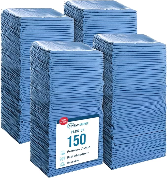 Simpli-Magic Cotton Shop Towels 14"x12" – Reusable Cleaning Shop Rags by Simpli-Magic