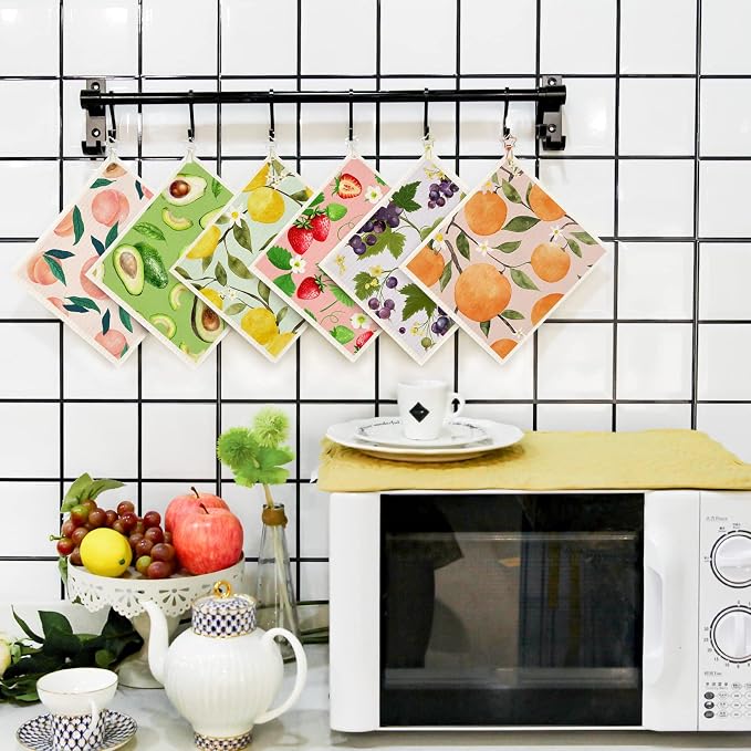 Morigins Mixed Fruit Swedish Kitchen Dishcloths Reusable Dish Towels Absorbent - Image 6