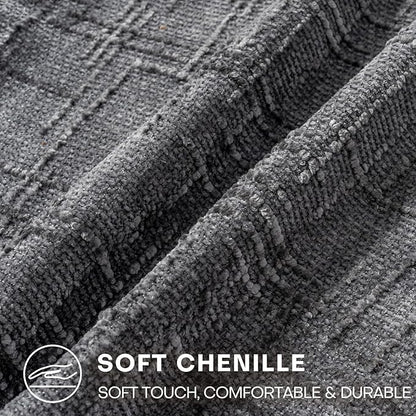 Decorative Throw Pillow Covers 16x16 Inch Set of 2, Soft Solid Farmhouse Chenille Couch Pillows, Spring Pillow Covers for Couch Sofa Bed Living Room Home Decor Pillowcase, Dark Gray