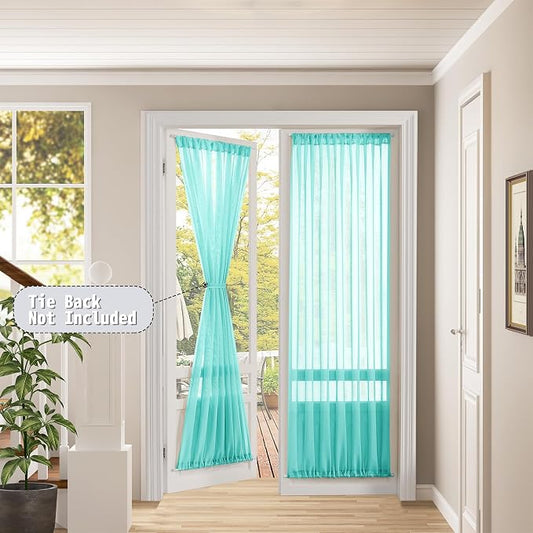 Tollpiz Sheer Door Curtains Closet Linen Textured Curtains Sheer Doorway Light - Image 2