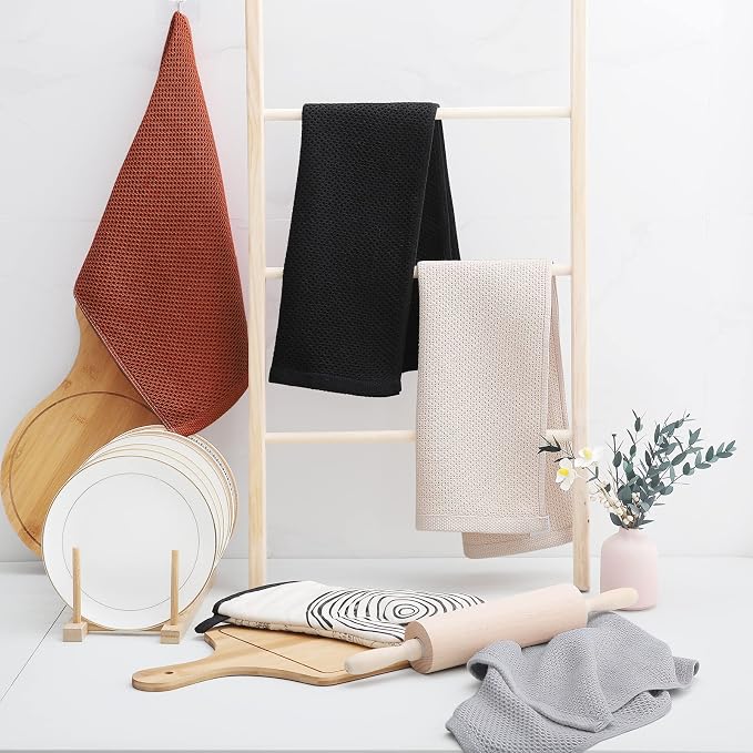 Homaxy 100% Cotton Waffle Weave Kitchen Towels, Quick Drying Cleaning Towels - Image 6