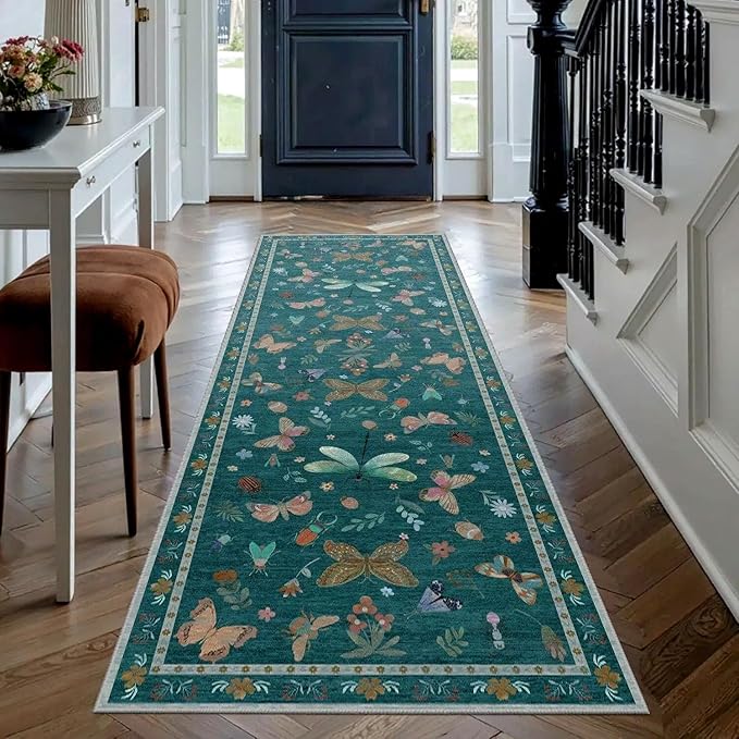 2x6 Floral Runner Rug, Washable Runners by Rugxara