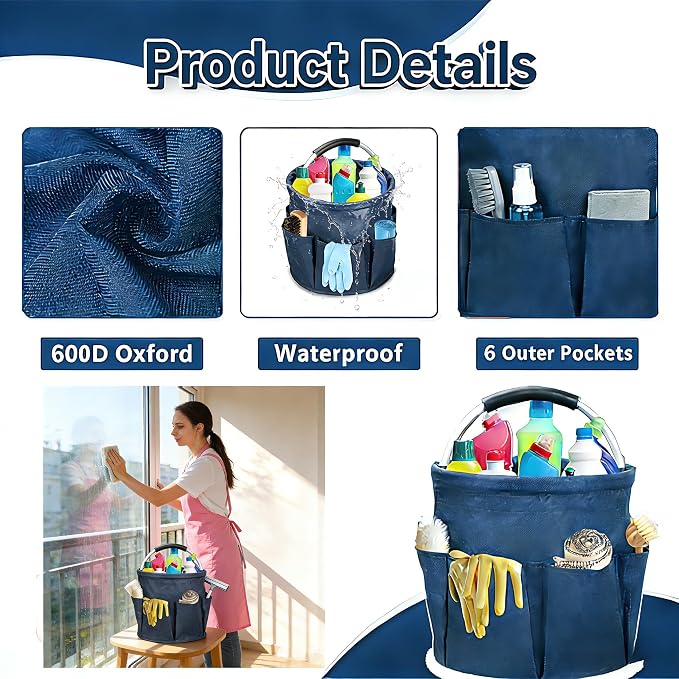 Qivine Cleaning Caddy for Cleaning Supplies, 17L Cleaning Supply Caddy - Image 3