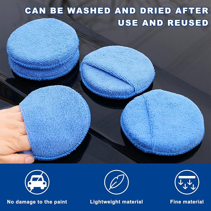 2PCS Microfiber Applicator Pads, 5 Inch Car Wax Foam Applicator - Image 5