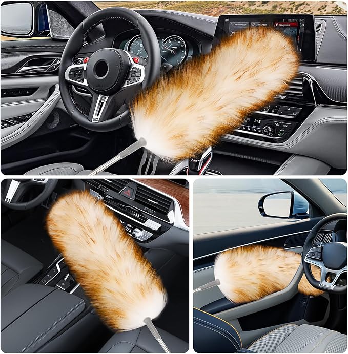 Lambswool Duster with Extension Pole up to 88.58 in, Natural Feather Dusters - Image 7