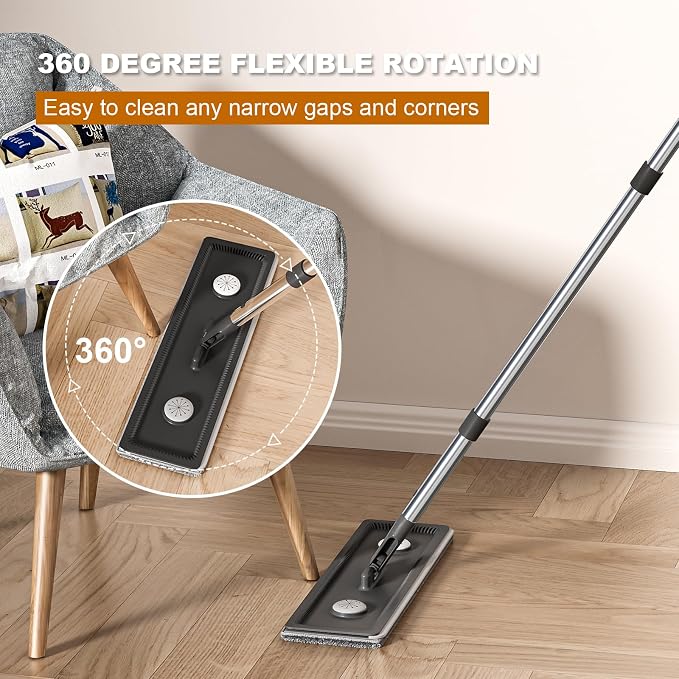 Mop and Bucket with Wringer Set, Hands Free Flat Floor Mop and Bucket, 2 - Image 2