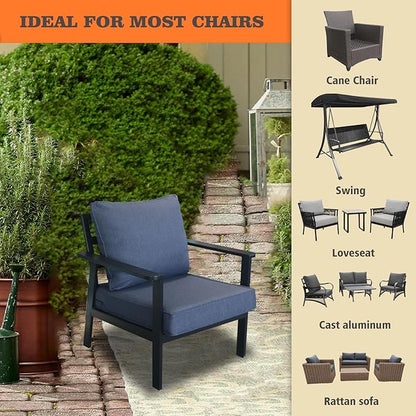 Goodgoods 24x28 inch Outdoor/Indoor Deep Seat Cushions Set of 2 Deep Seat Bottom Resilient Foam Filling Water Repellent Stain-Resistant UV Resistant Weather Resistant Patio Furniture Sky