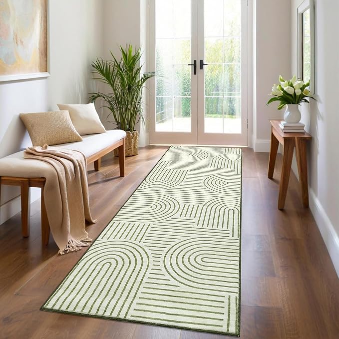 Modern Rug 2.5x8 Runners for Hallways, Abstract Kitchen Runner Rugs Non Slip - Image 2