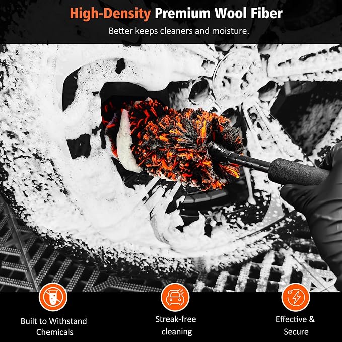 YeewayVeh 4PCS Car Wheel Cleaning Kit, 2-Size Bendable Microfiber Wool Wheel - Image 2