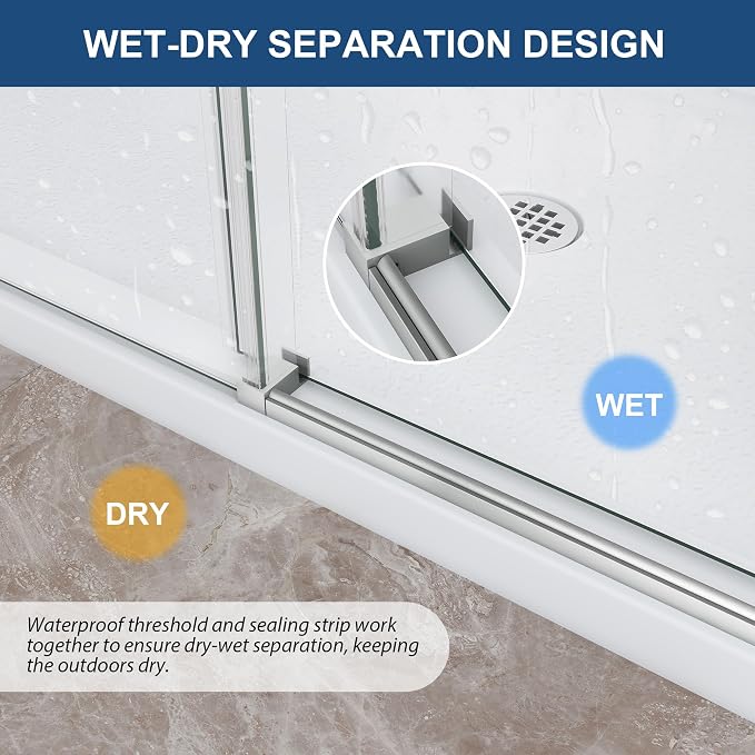 Frameless Shower Door, 5/16" Glass Sliding Shower Door - Image 9