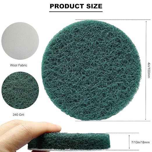 20 PCS 4 Inch 240 Grit Hoop and Loop Scrubber Scouring Pads Drill Scuffing Disc - Image 2