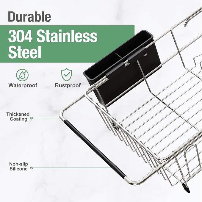 Over The Sink Expandable Dish Drainer Drying Rack in Stainless Steel - Image 4