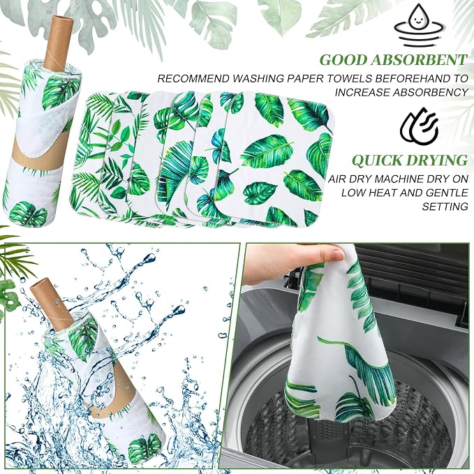 36 Pack Leaves Reusable Cleaning Cloths Washable Cotton Kitchen Towels - Image 3