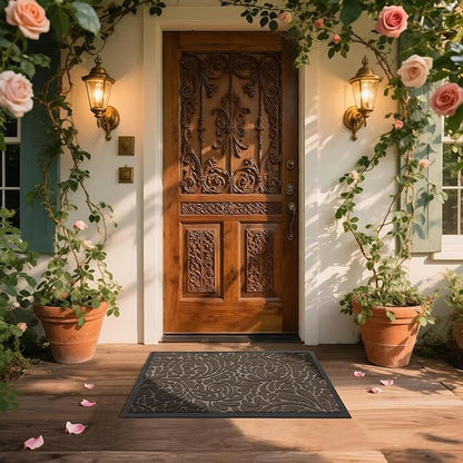Yimobra Large Door Mat Outside Entrance 36x24, Waterproof Sturdy Outdoor Mats for Front Door, Heavy Duty Non-Slip Doormat for Garage Patio Entryway Indoor, Easy Clean, Brown