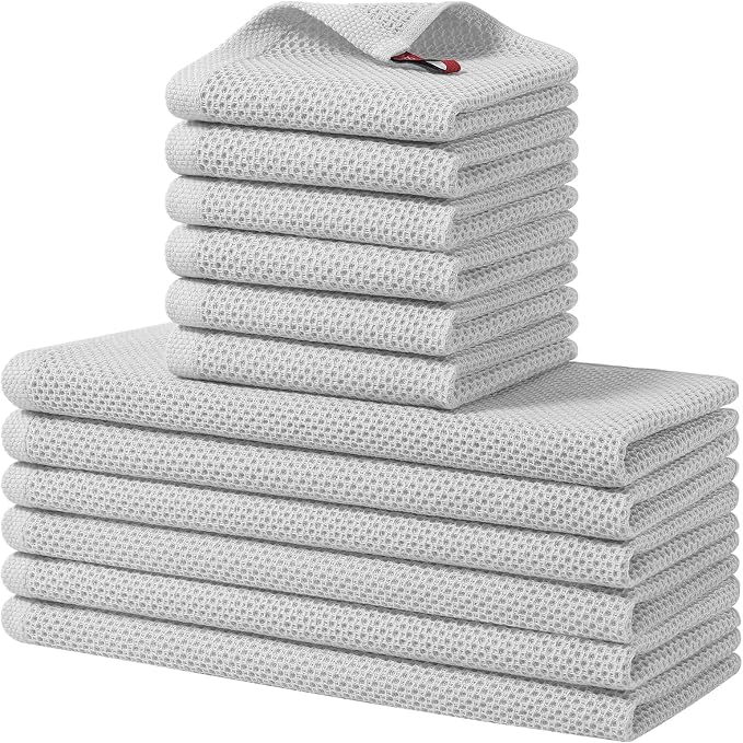 Homaxy 100% Cotton Kitchen Towels and Dishcloths Set, 12 x 12 Inches and 13 x by Homaxy