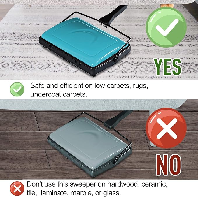 Yocada Carpet Sweeper Cleaner for Home Office Low&Undercoat Carpets Rugs Pet - Image 3