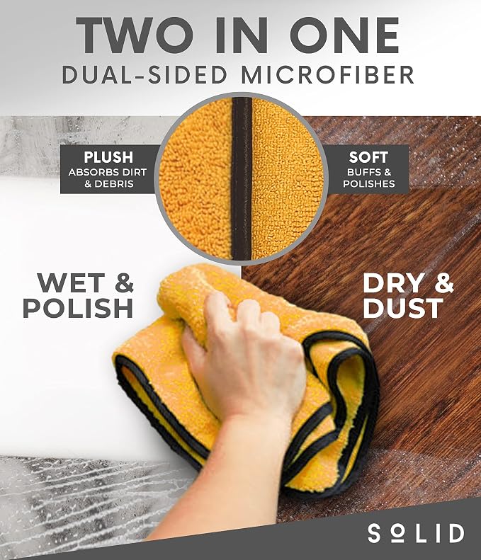 Solid Multipurpose Plush Microfiber Cleaning Cloth - Image 2