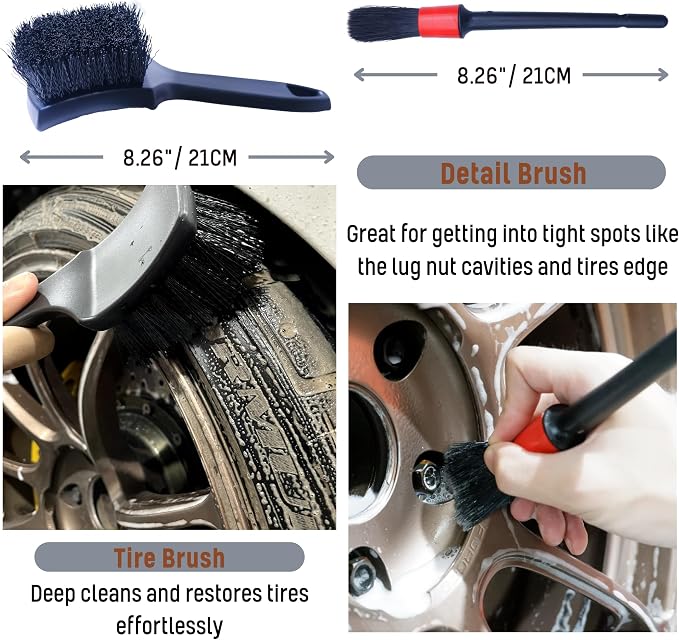 Refined Long Handle Car Wheel Brush Arsenal, Soft Wheel and Rim Brush, Tire - Image 4