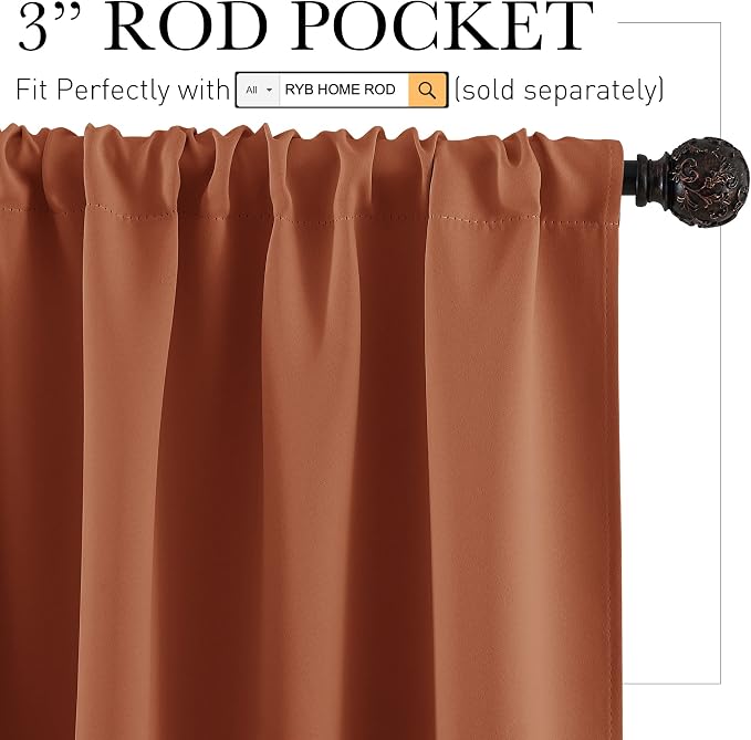 RYB HOME Small Curtains Blackout - Image 2