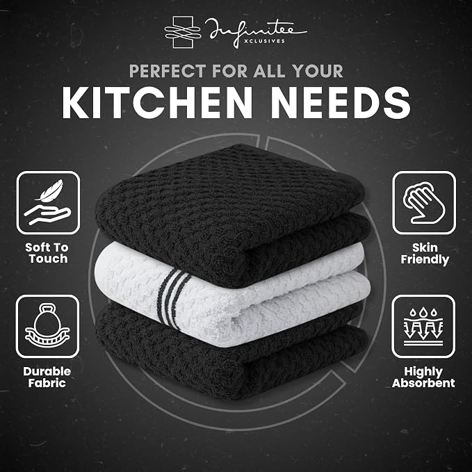Infinitee Xclusives Premium Kitchen Towels – Pack of 3, 100% Cotton |15 x 25| - Image 5