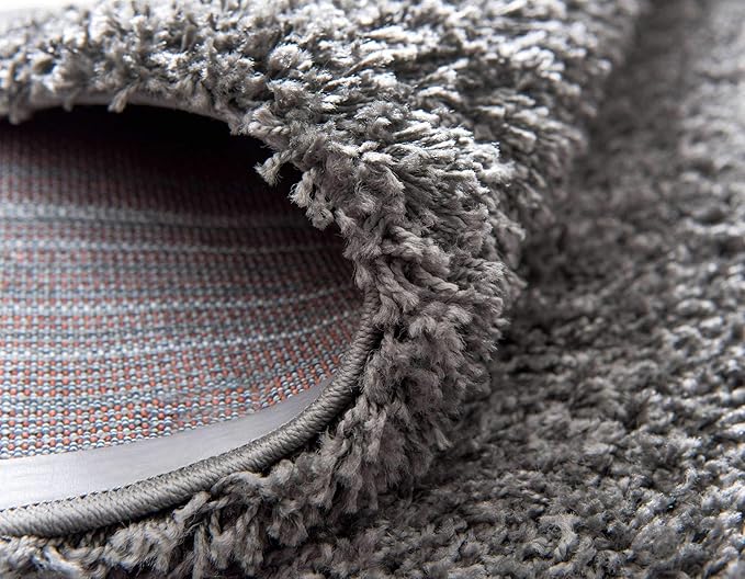 Unique Loom Solid Shag Collection Area Rug (7' 10" x 10' Rectangle, Graphite Gray)
