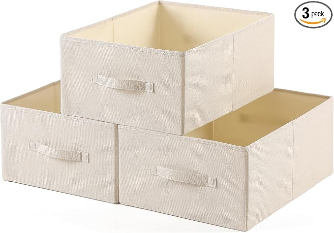 Linen Folding Storage Bins, 3 Pack Large Storage Baskets, Clothing Storage Bins by Unknown