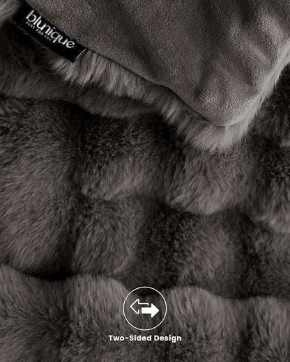 Ultra Soft Cozy Faux Fur Throw Blanket-Fuzzy Plush Thick Bubble Blanket, Fluffy Blanket for Couch, Sofa, Bedroom, and Living Room, 50x60 Inches, Dark Grey Taupe