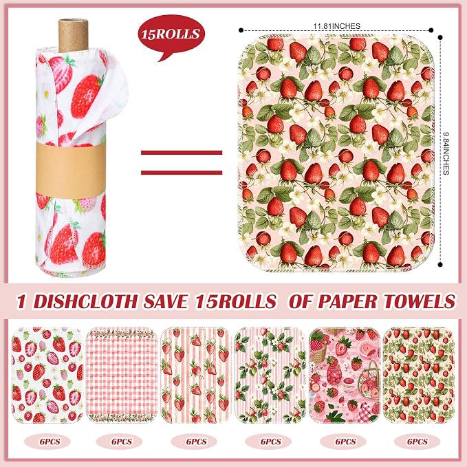 36 Pack Reusable Cleaning Cloths Washable Cotton Kitchen Dish Towels - Image 2