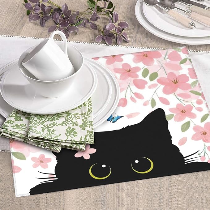 Flowers Black Cat Butterfly Dish Drying Mat - Image 7