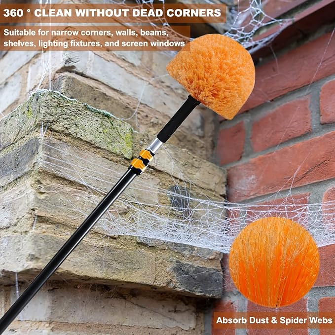4 Pack OrangeTwist-On Cobweb Duster Head Brush // Spider Web Brush - Image 6