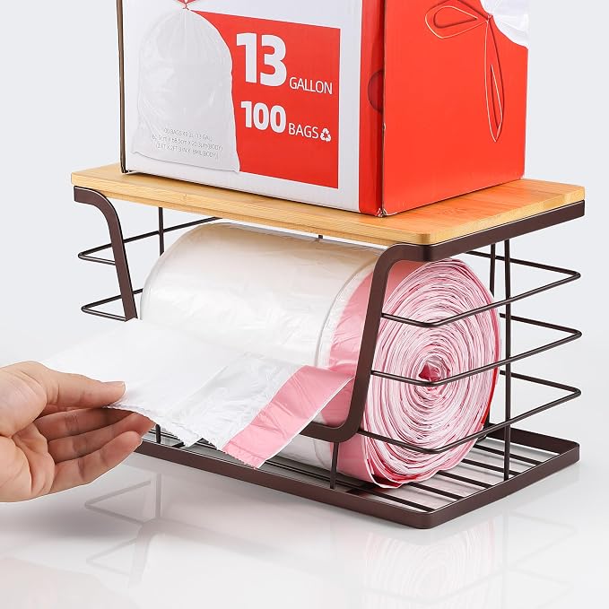 ALOCEO Extra Large Trash Bag Dispenser Under Sink, Stainless Steel Stackable - Image 3