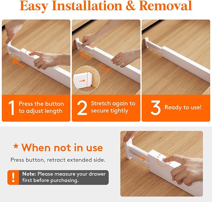 Lifewit 8 Pack Kitchen Drawer Dividers 2.36" High, Plastic Expandable - Image 5