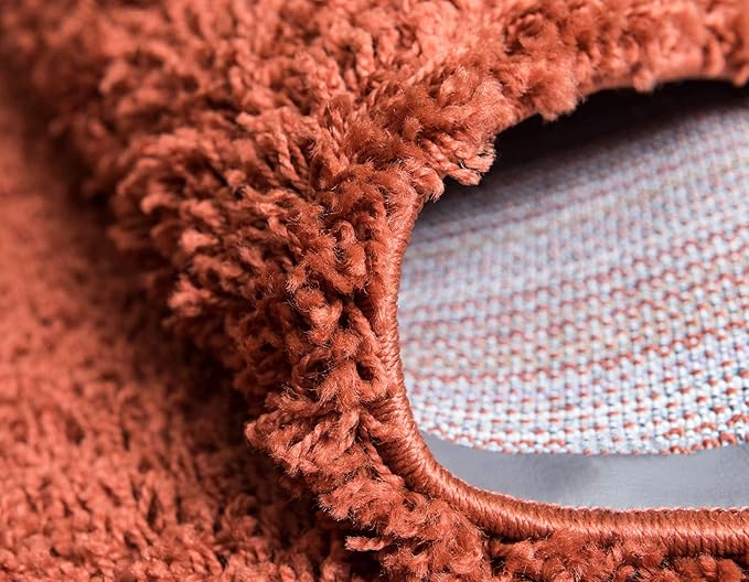 Unique Loom Solid Shag Collection Area Rug (2' 6" x 13' 1" Runner, Terracotta)
