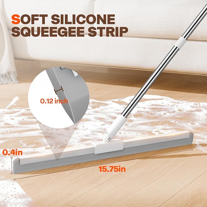 Silicone Squeegee for Floor, 180° Rotating Squeegee Broom, Floor Squeegee - Image 2