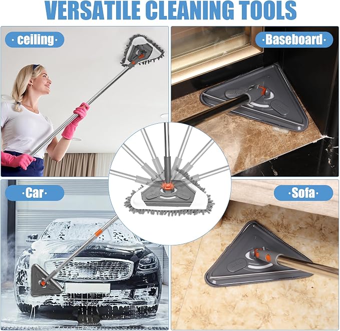 85" Wall Mop Cleaner with Long Handle and Stainless Steel Hook - Image 3