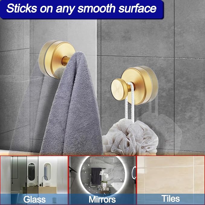 Suction Cup Hooks for Shower, Removable Towel Hooks for Bathroom Window Glass - Image 4