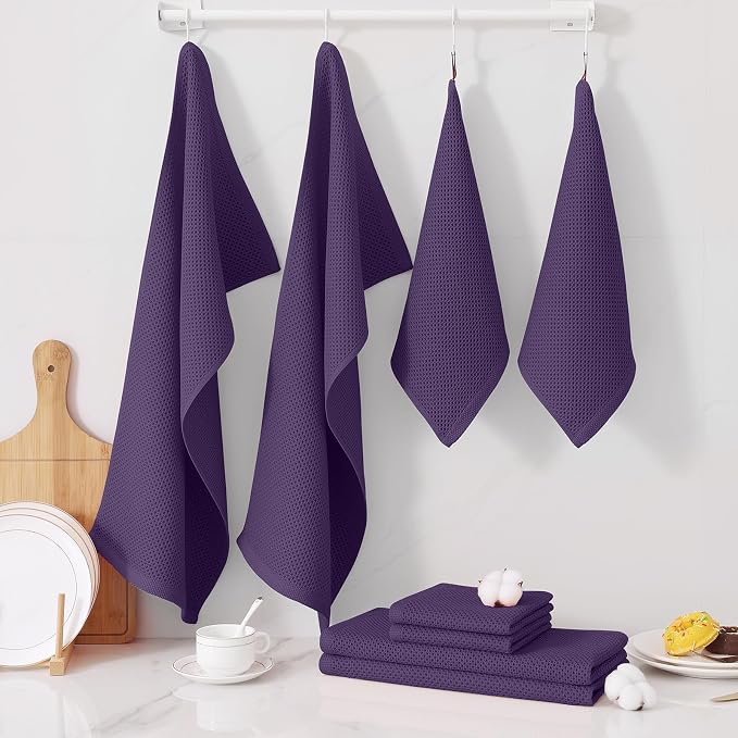 Homaxy 100% Cotton Kitchen Towels and Dishcloths Set, 12 x 12 Inches and 13 x - Image 7