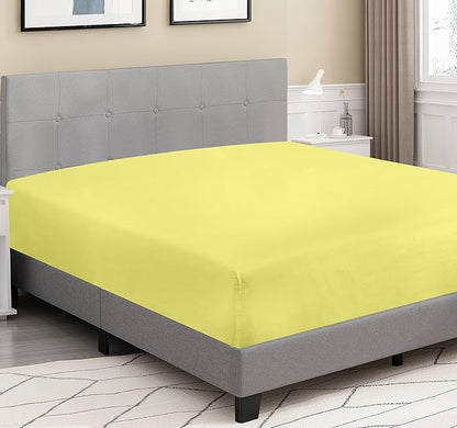 ROYALE LINENS 300 Thread Count 100% Long Staple Combed Cotton Fitted Sheet California King - Super Soft Deep Pocket Bottom Sheet - Fitted Sheets Only - Elastic Sheets (Cal King, Yellow)