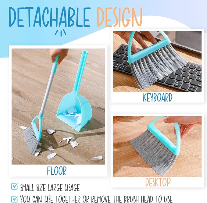 Roshtia 2 Pcs Mini Broom with Dustpan - Image 4