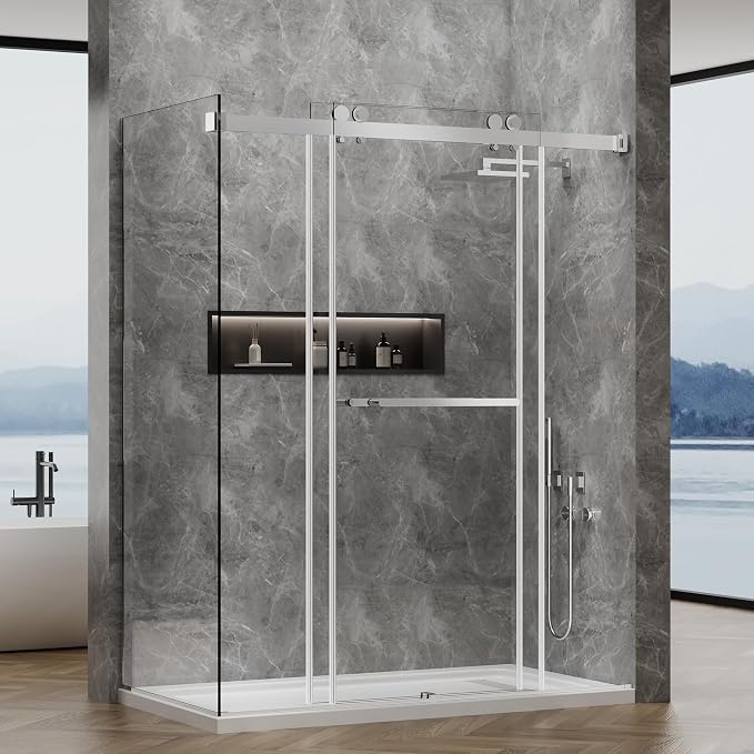 60x76 in Frameless Double Sliding Shower Door - Image 2