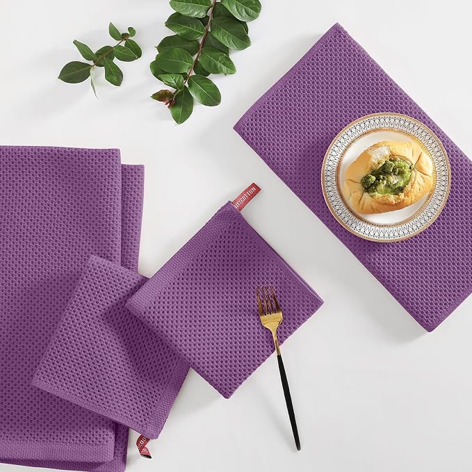 Homaxy 100% Cotton Kitchen Towels and Dishcloths Set, 12 x 12 Inches and 13 x - Image 6